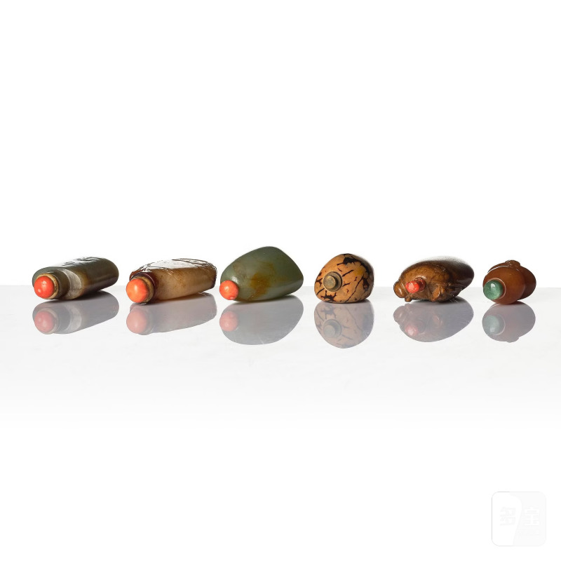 A group lot of six stone snuff bottles, - 图5
